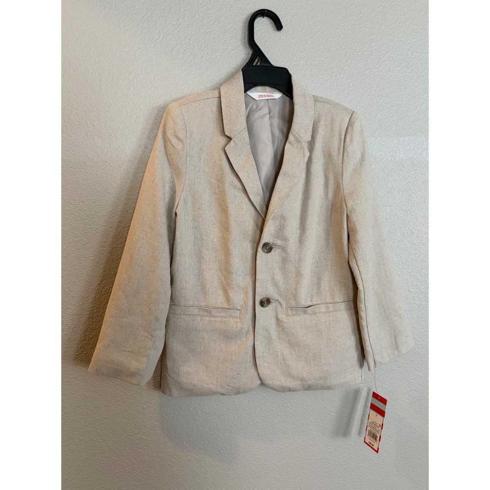 Cat & Jack Boys Natural Linen Blazer Jacket Beige Size 4 NWT 046 10 2410